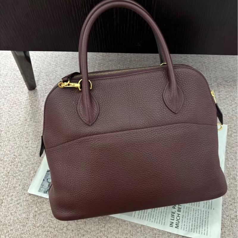Hermes Bolide31波爾多酒紅金扣 TC皮  A刻  原始成色 復古感拉滿-1