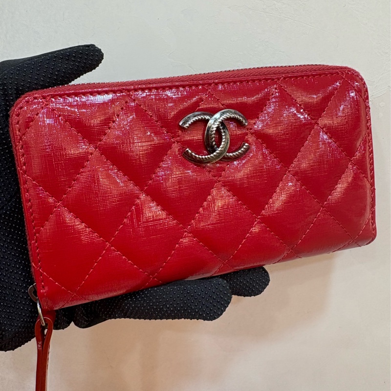 香奈兒 CHANEL 紅色拉鍊中夾-0