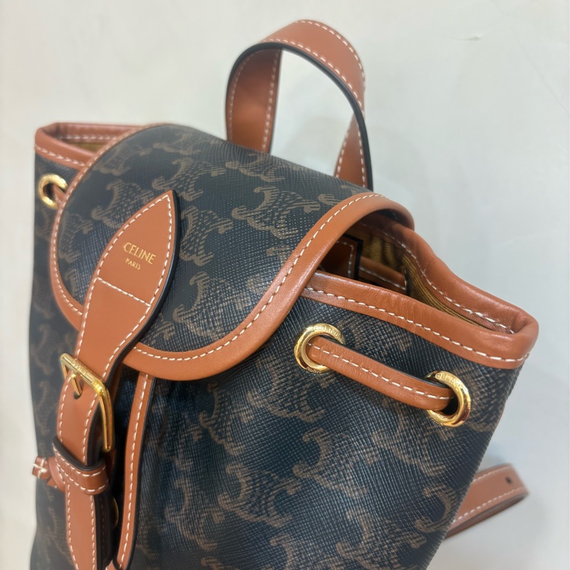 Celine 凱旋門後背包經典logo雙肩背包-1