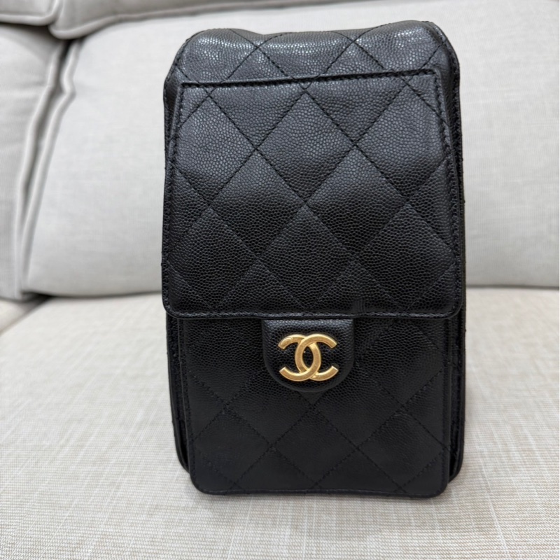 CHANEL香奈兒 25Bag 荔枝牛皮小號黑金-8