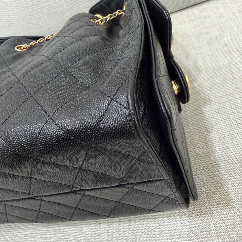 CHANEL香奈兒 25Bag 荔枝牛皮小號黑金-12