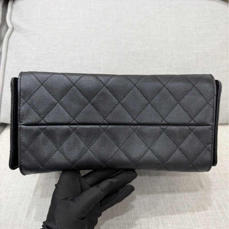 CHANEL香奈兒 25Bag 荔枝牛皮小號黑金-14