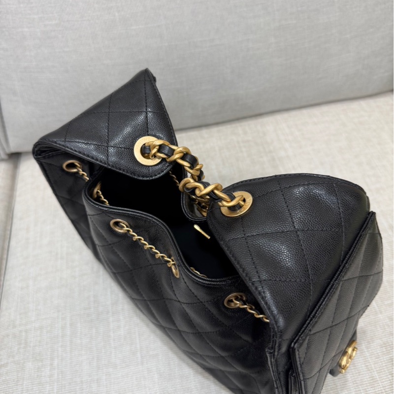 CHANEL香奈兒 25Bag 荔枝牛皮小號黑金-16