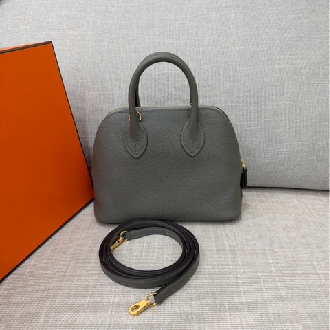 愛馬仕Hermes Mini bolide 積雨雲灰金 evercolor皮 金釦 K刻