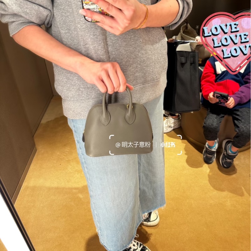 愛馬仕Hermes Mini bolide 積雨雲灰金 evercolor皮 金釦 K刻-1