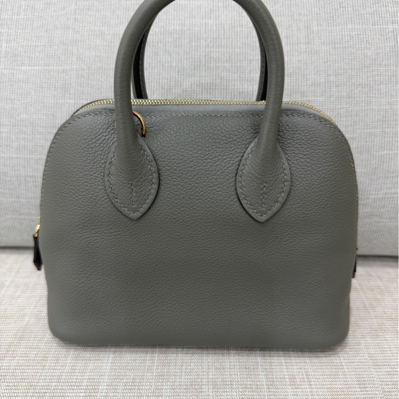 愛馬仕Hermes Mini bolide 積雨雲灰金 evercolor皮 金釦 K刻-7