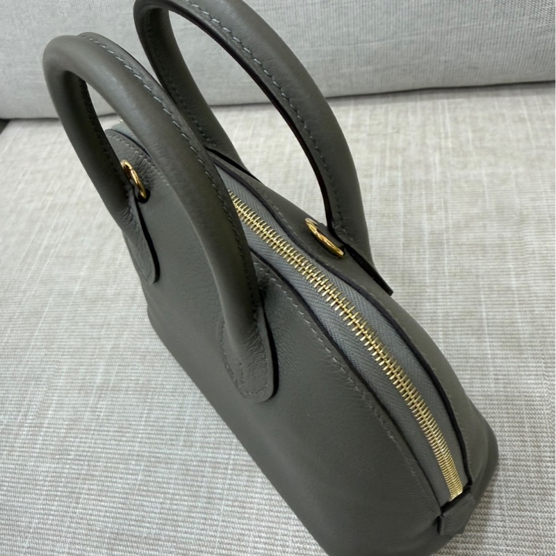 愛馬仕Hermes Mini bolide 積雨雲灰金 evercolor皮 金釦 K刻-15