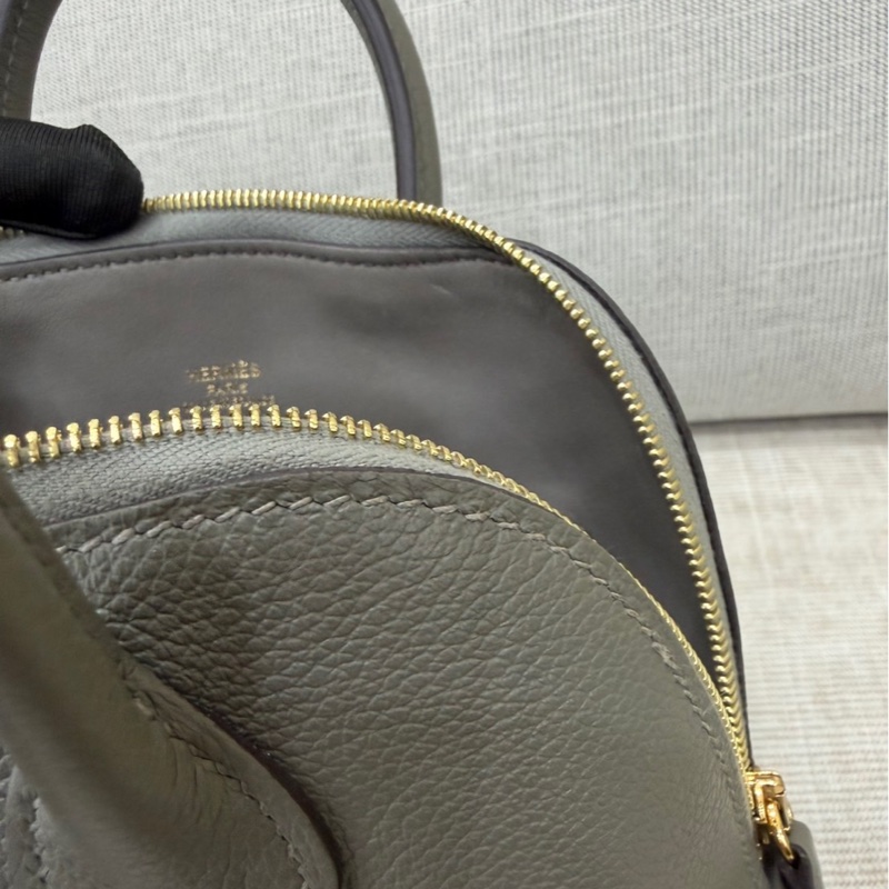 愛馬仕Hermes Mini bolide 積雨雲灰金 evercolor皮 金釦 K刻-27