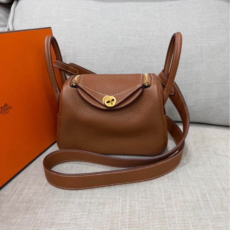 Hermes 愛馬仕 Mini Lindy 金棕金 Z刻-0