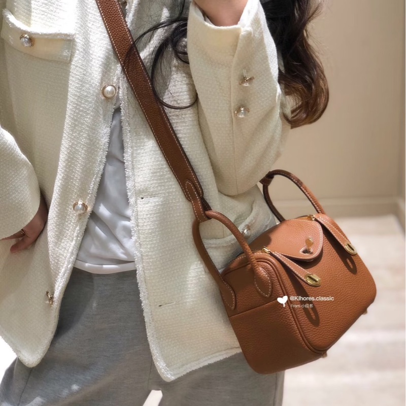 Hermes 愛馬仕 Mini Lindy 金棕金 Z刻-1