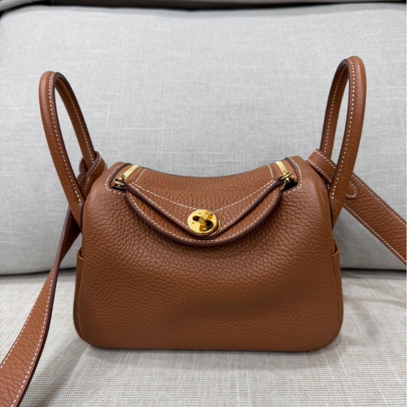 Hermes 愛馬仕 Mini Lindy 金棕金 Z刻-5
