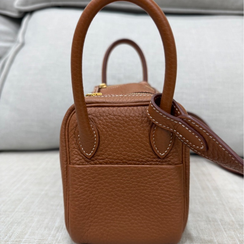 Hermes 愛馬仕 Mini Lindy 金棕金 Z刻-7