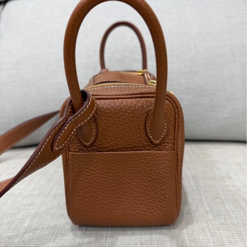 Hermes 愛馬仕 Mini Lindy 金棕金 Z刻-8