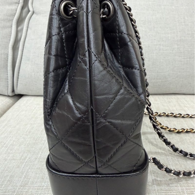 香奈兒Chanel流浪雙肩包 後背包黑金-9