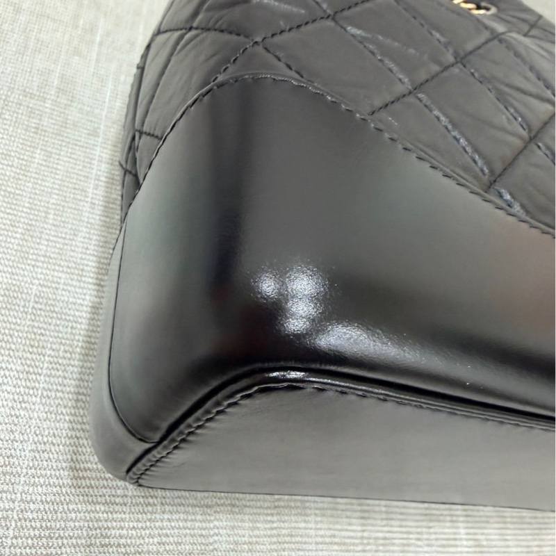 香奈兒Chanel流浪雙肩包 後背包黑金-11