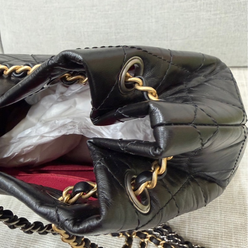 香奈兒Chanel流浪雙肩包 後背包黑金-18