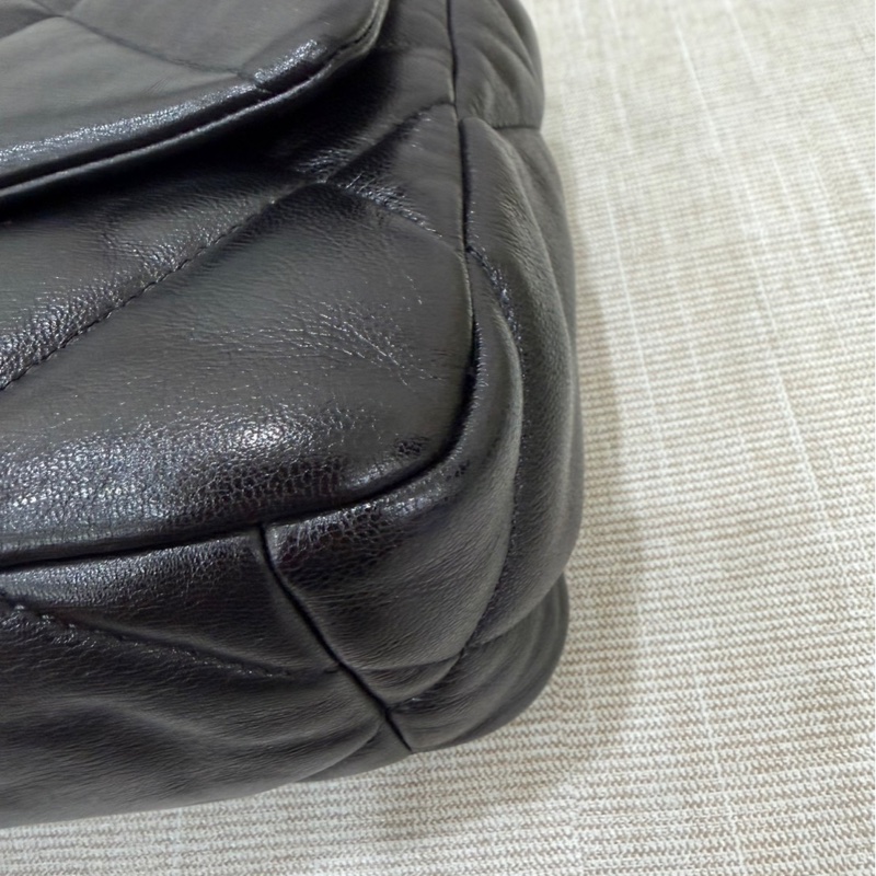 CHANEL 香奈兒 19系列 經典雙C LOGO菱格紋小羊皮三用金鍊包  黑色-9