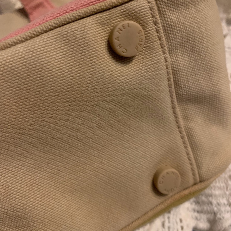 Chanel 棉花糖雙色CC標誌帆布手提包 托特包l vintage bag-8