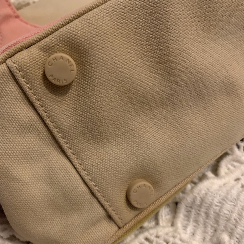Chanel 棉花糖雙色CC標誌帆布手提包 托特包l vintage bag-9