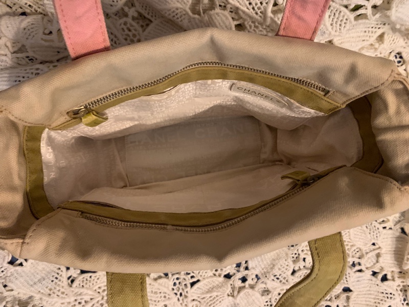 Chanel 棉花糖雙色CC標誌帆布手提包 托特包l vintage bag-15