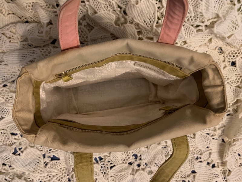 Chanel 棉花糖雙色CC標誌帆布手提包 托特包l vintage bag-16