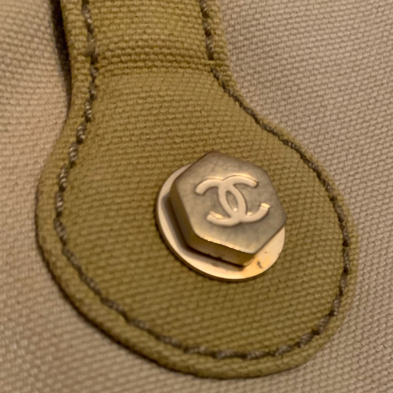 Chanel 棉花糖雙色CC標誌帆布手提包 托特包l vintage bag-23