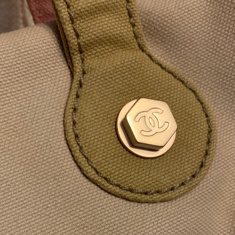 Chanel 棉花糖雙色CC標誌帆布手提包 托特包l vintage bag-24