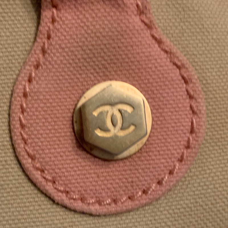 Chanel 棉花糖雙色CC標誌帆布手提包 托特包l vintage bag-25