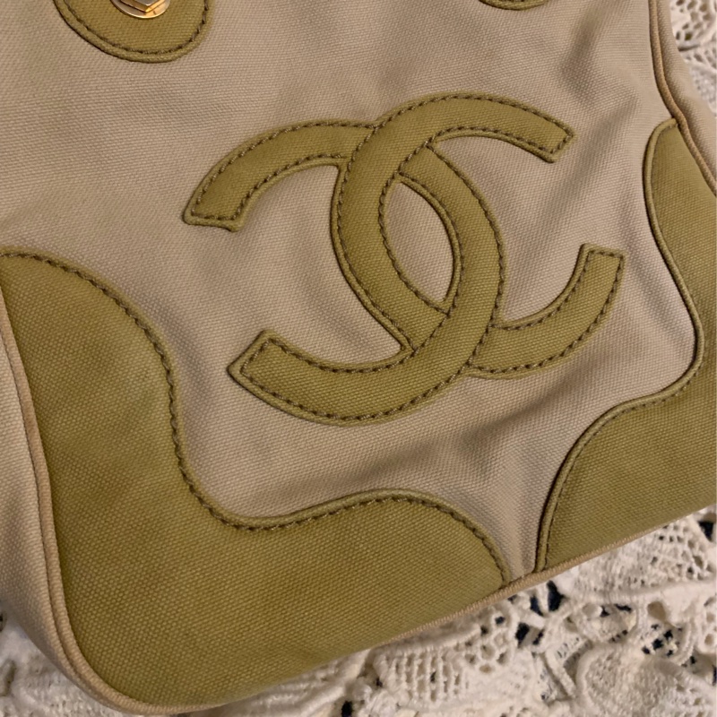 Chanel 棉花糖雙色CC標誌帆布手提包 托特包l vintage bag-32