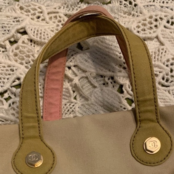 Chanel 棉花糖雙色CC標誌帆布手提包 托特包l vintage bag-38