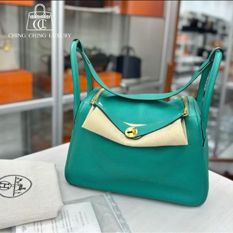 🌈Hermes💚Lindy 30💚U1維羅納綠金扣🌈98.5新🌟TC皮🌟Stamp Z🌟愛馬仕🌟-0