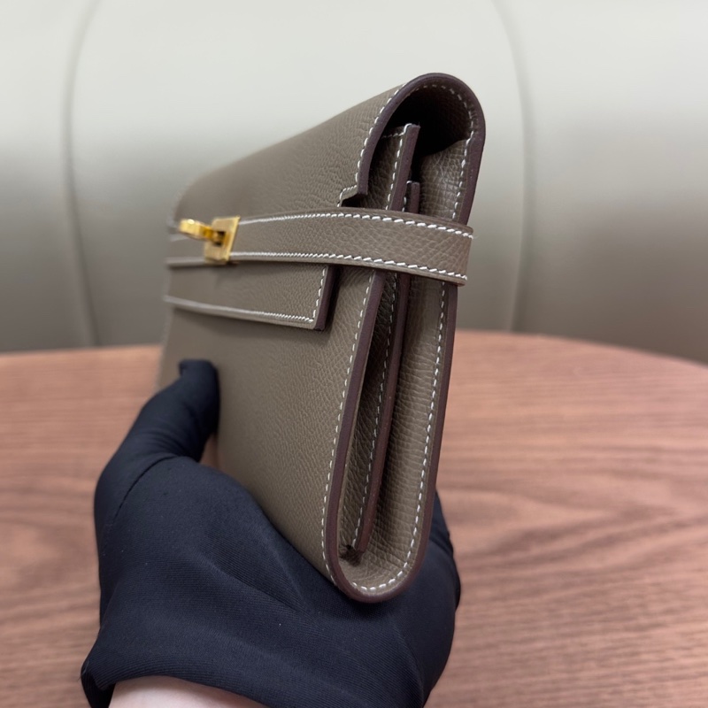 🌈Hermes🧡Kelly Wallet🧡大象灰金扣🌟99新🌈全套有單🌈Epsom皮🌟長銀包🌟愛馬仕🌟-2