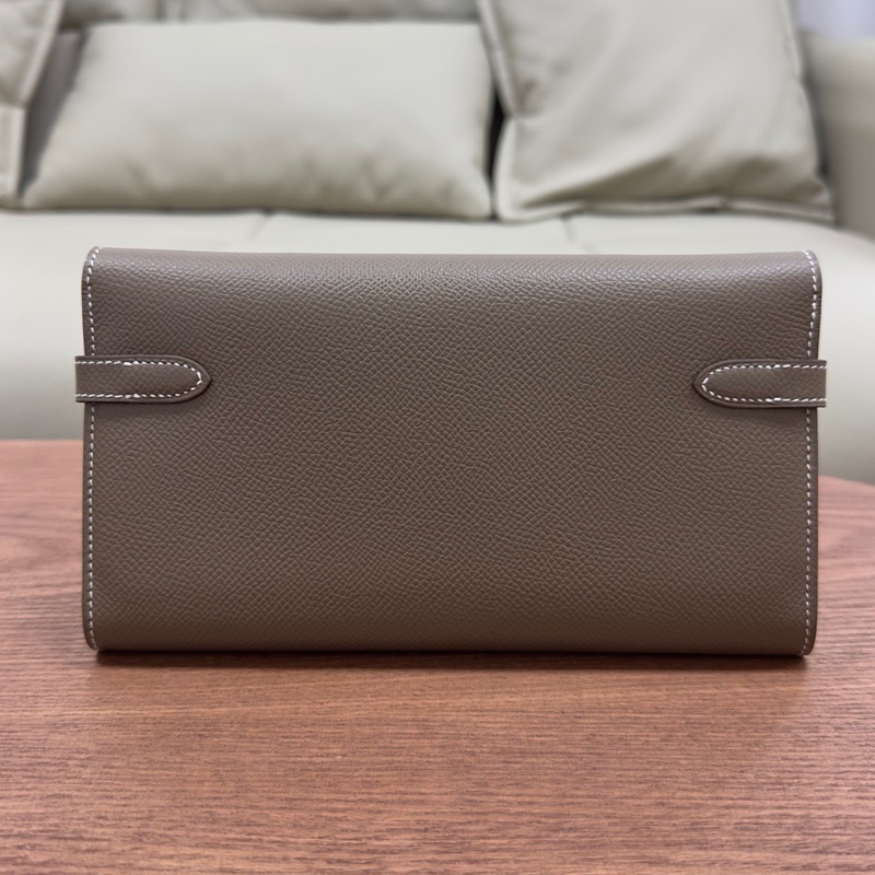 🌈Hermes🧡Kelly Wallet🧡大象灰金扣🌟99新🌈全套有單🌈Epsom皮🌟長銀包🌟愛馬仕🌟-9