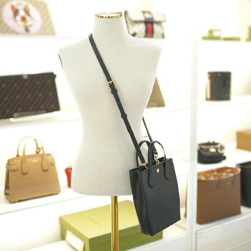 GUCCI 迷你手提包 790133 AADLO 1000 黑色皮革兩用肩背包-0