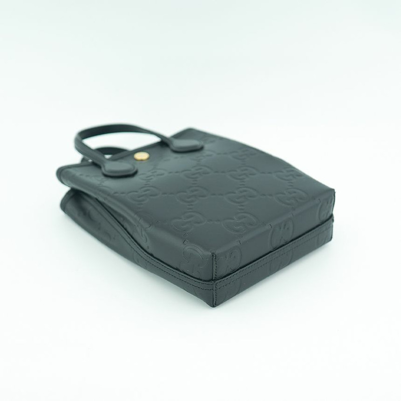 GUCCI 迷你手提包 790133 AADLO 1000 黑色皮革兩用肩背包-3