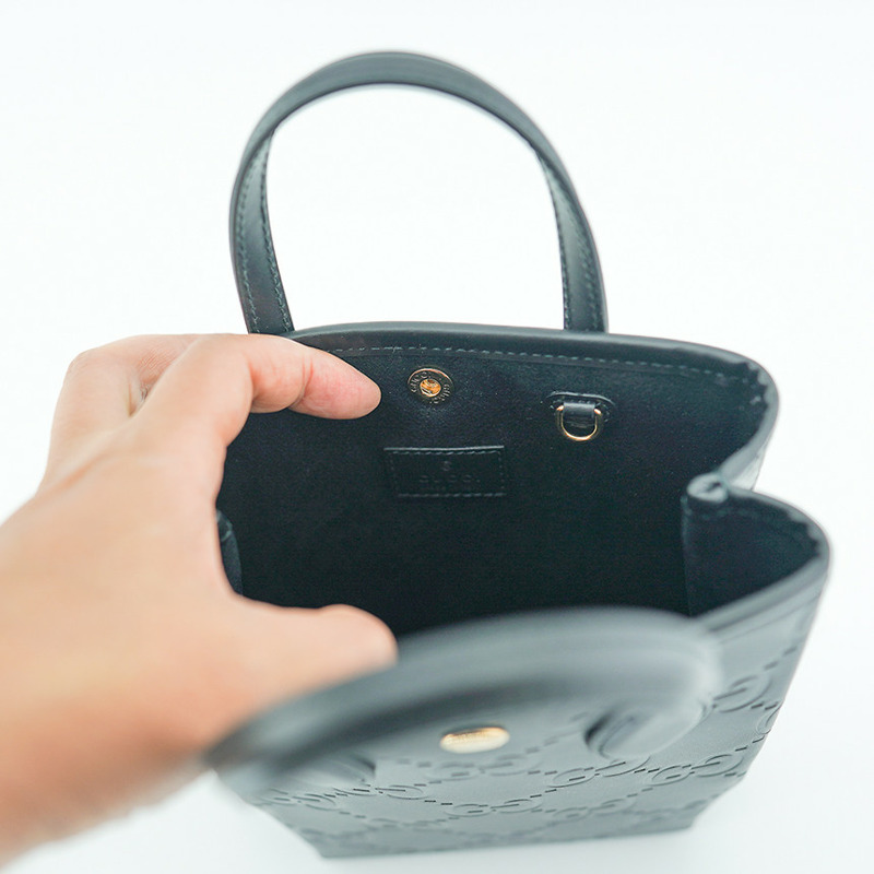 GUCCI 迷你手提包 790133 AADLO 1000 黑色皮革兩用肩背包-21