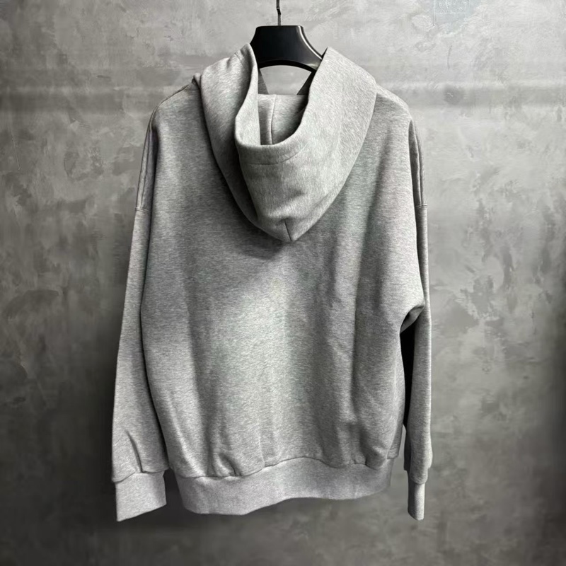 未使用過【gucci】 24最新款灰色純色字母刺繡連帽拉鍊寬松長袖衛衣 Size:M-1