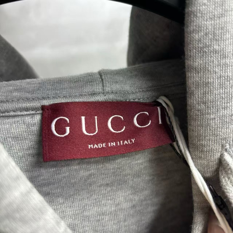 未使用過【gucci】 24最新款灰色純色字母刺繡連帽拉鍊寬松長袖衛衣 Size:M-5