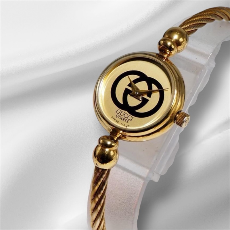 🌷Gucci 雙G麻花Vintage金錶 ｜經典花紋✦fufu style 精品✦ 氣質款｜手錶.古董手錶-7