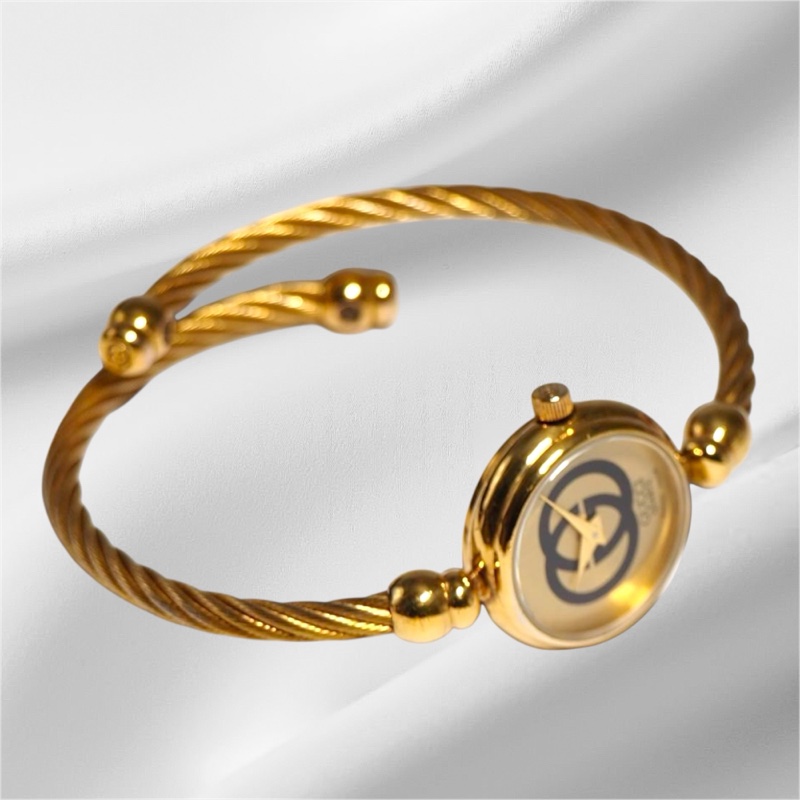 🌷Gucci 雙G麻花Vintage金錶 ｜經典花紋✦fufu style 精品✦ 氣質款｜手錶.古董手錶-11
