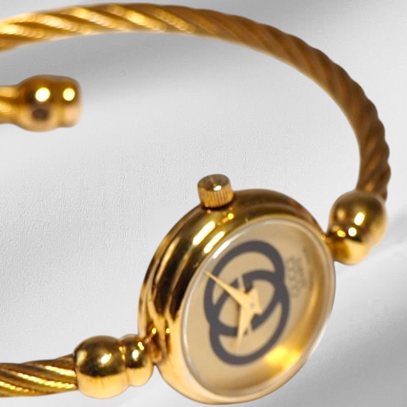 🌷Gucci 雙G麻花Vintage金錶 ｜經典花紋✦fufu style 精品✦ 氣質款｜手錶.古董手錶-17