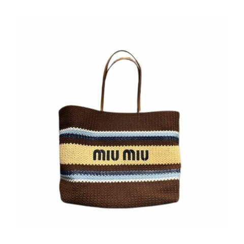 MIU MIU 拉菲草編織手提袋 5BG228 2DO3 F04EM