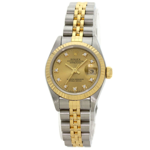 勞力士 69173G Datejust 10P 鑲鑽腕錶 不鏽鋼/SSx18K黃金 女士腕錶