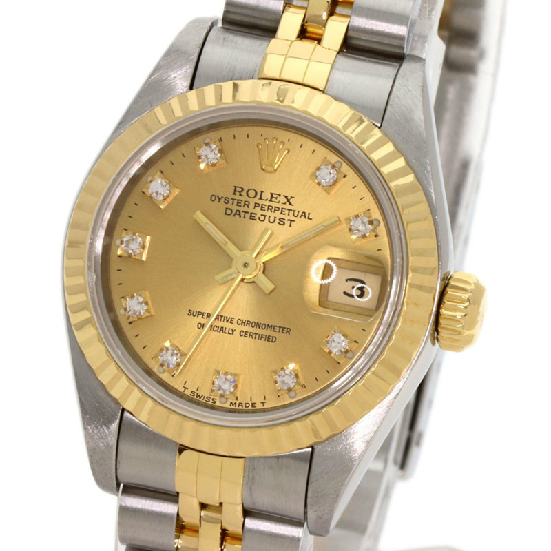 勞力士 69173G Datejust 10P 鑲鑽腕錶 不鏽鋼/SSx18K黃金 女士腕錶-2