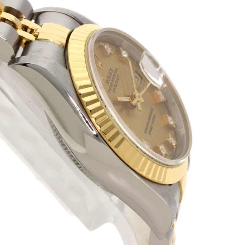 勞力士 69173G Datejust 10P 鑲鑽腕錶 不鏽鋼/SSx18K黃金 女士腕錶-5