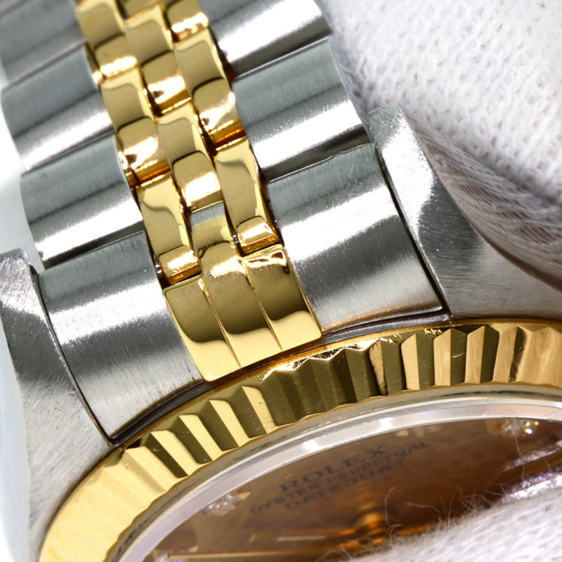 勞力士 69173G Datejust 10P 鑲鑽腕錶 不鏽鋼/SSx18K黃金 女士腕錶-16