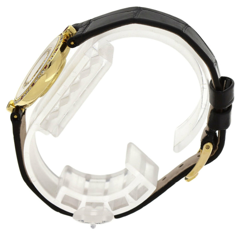 蕭邦 20/4191-21 Happy Diamonds 紅寶石腕錶,18K黃金錶殼搭配皮革錶帶,女士款-1