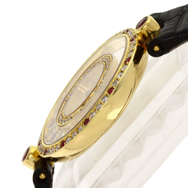 蕭邦 20/4191-21 Happy Diamonds 紅寶石腕錶,18K黃金錶殼搭配皮革錶帶,女士款-4