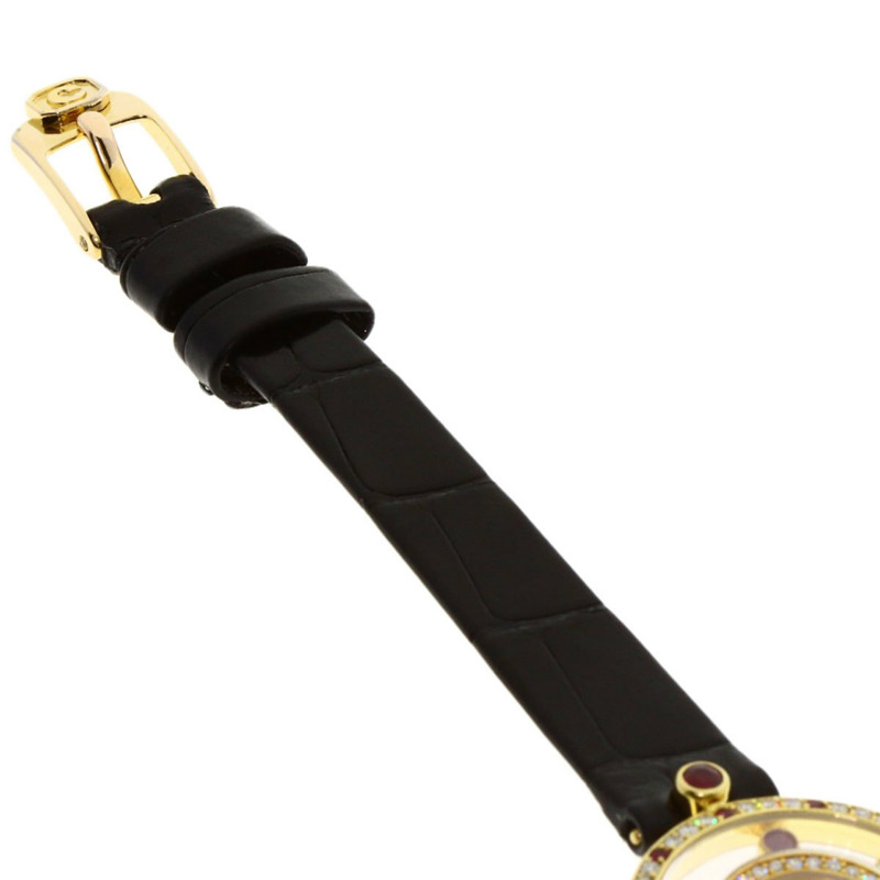 蕭邦 20/4191-21 Happy Diamonds 紅寶石腕錶,18K黃金錶殼搭配皮革錶帶,女士款-8