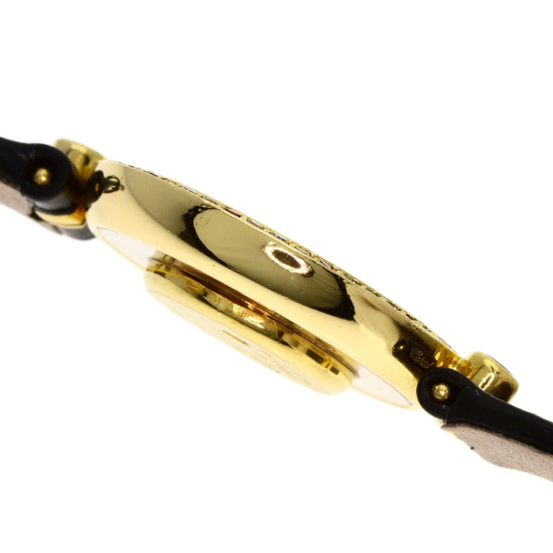 蕭邦 20/4191-21 Happy Diamonds 紅寶石腕錶,18K黃金錶殼搭配皮革錶帶,女士款-14